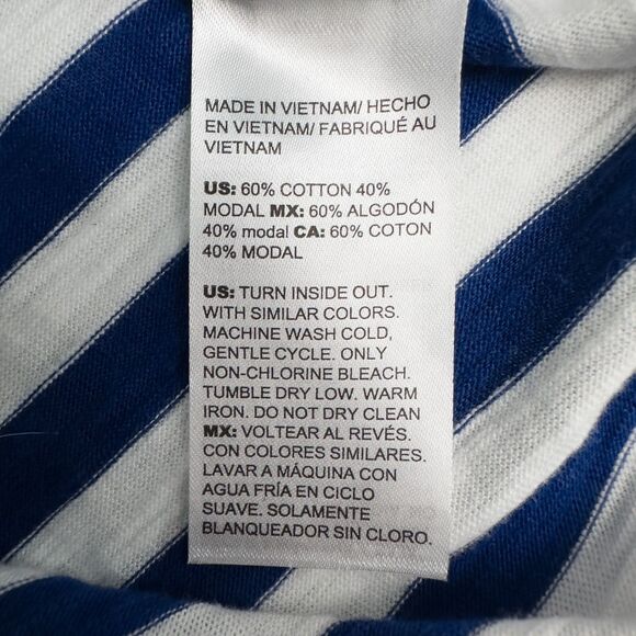 Chicos Cotton Slub Stripe Button Back Tee Womens 2 (L) Seafaring Blue Nautical - Picture 14 of 15